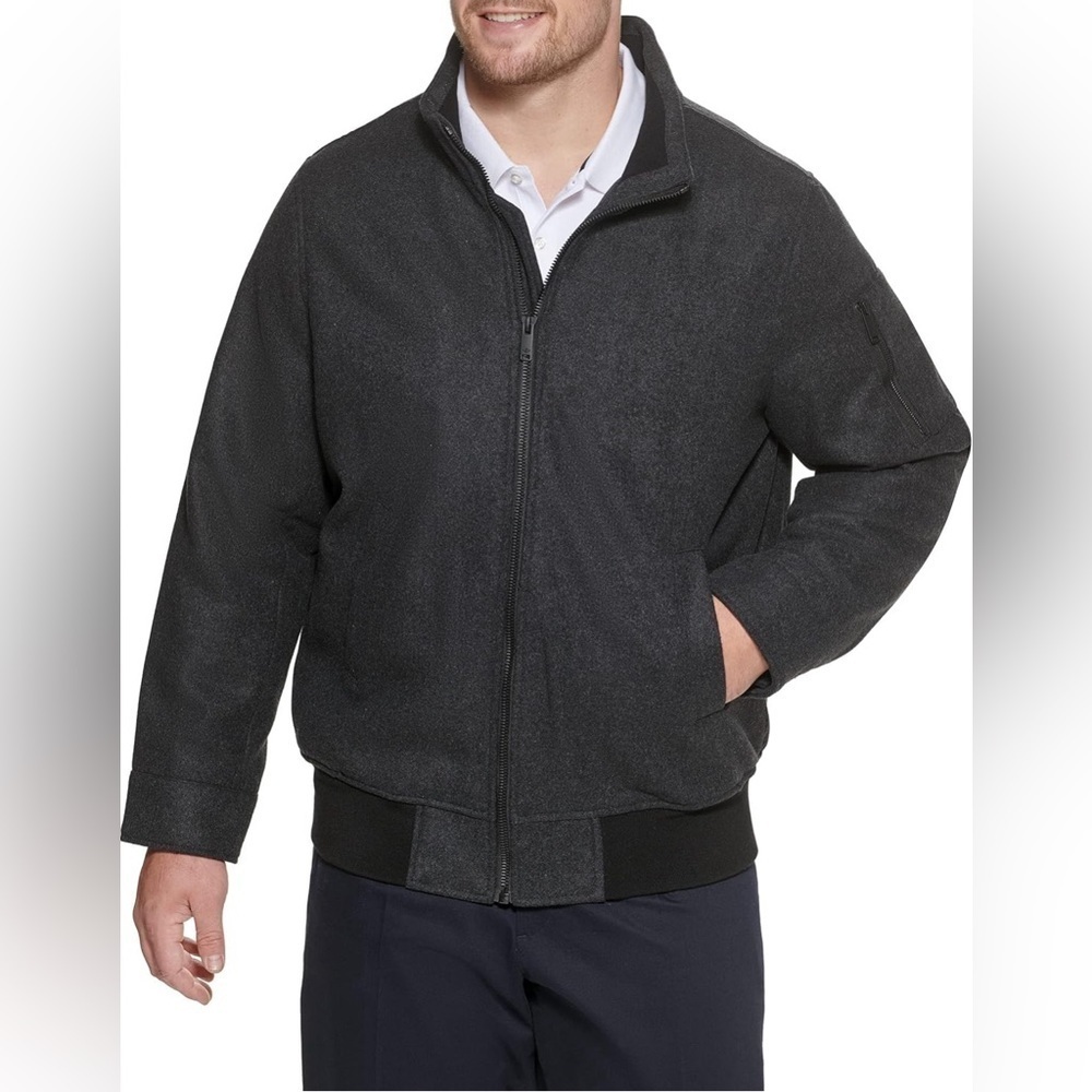 NWT- Dockers Big & Tall Men's Ron Wool Blend Bomber  COLOR: Charcoal